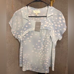 Anthropologie Moulinette Soeurs Blue & Cream Silk Blouse